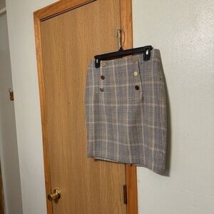 H&M NWT Size 4 Multi-Color w/Plaid Print Knee-Length Pencil Skirt
